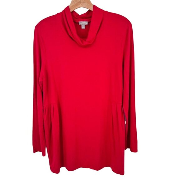 J.Jill Wearever Collection Stretch Red Cowl Neck Tunic Top size medium womens - Picture 1 of 12